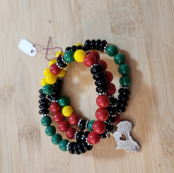 Hand Crafted Wrap Bracelet Black History Pan-African Afro-American Green Yellow - Picture 4 of 7